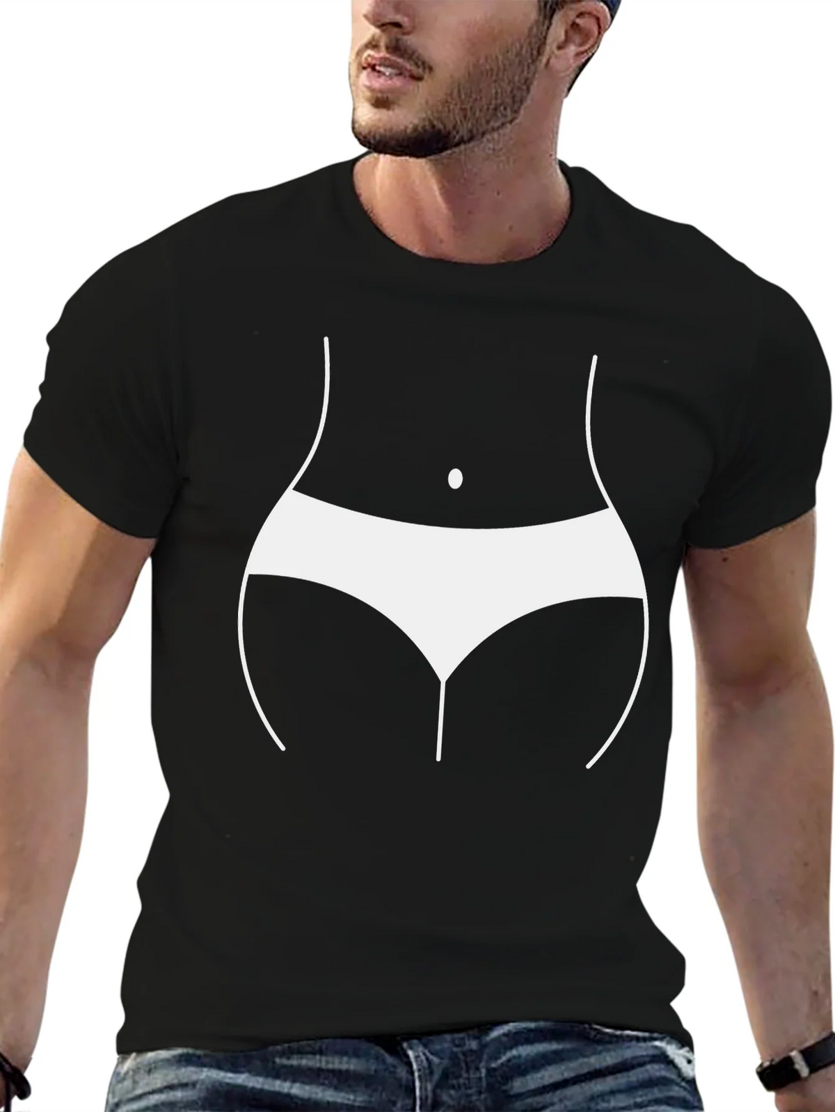 Humorous Body Outline T-Shirt - Black product image 6
