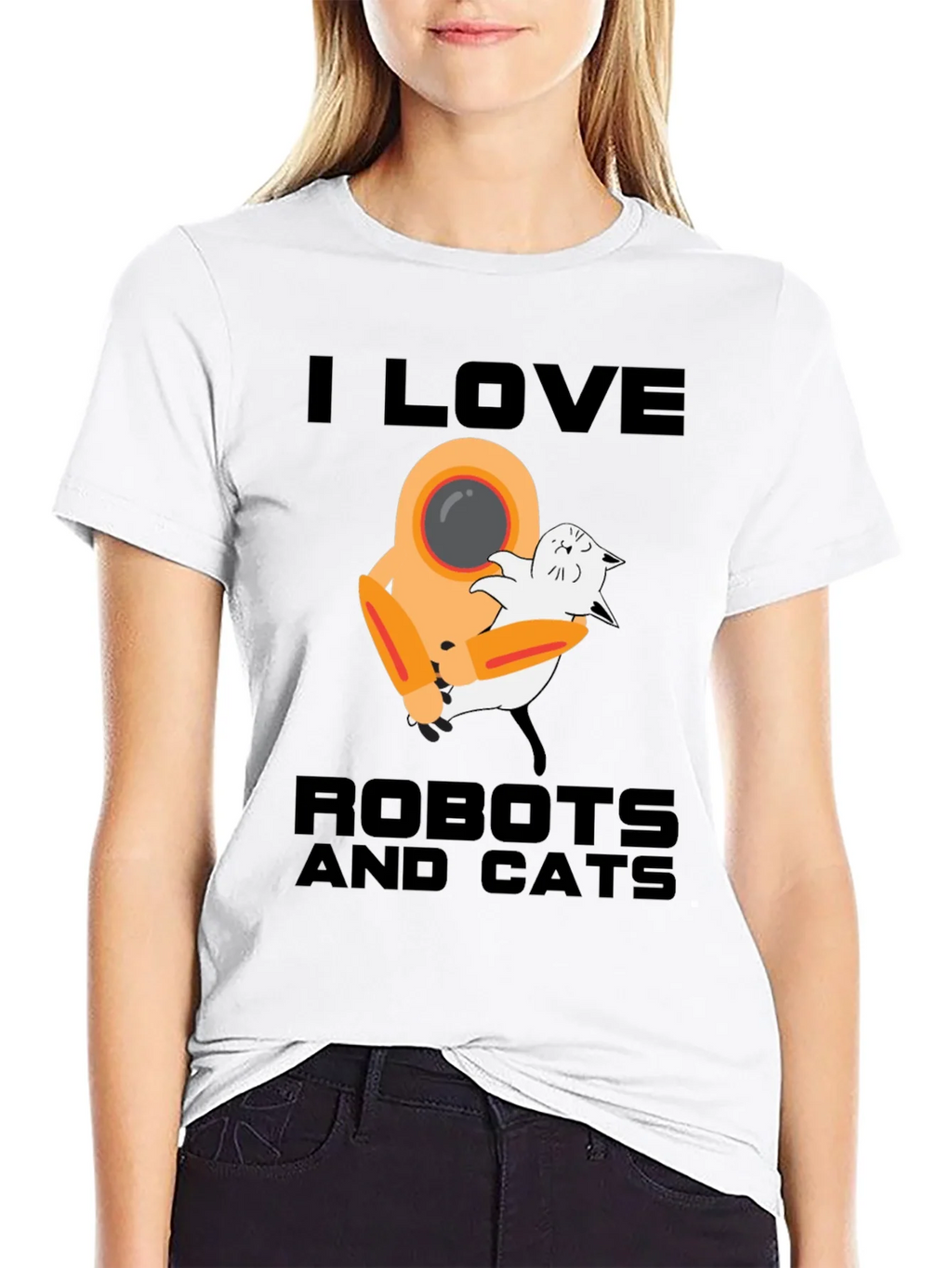 I Love Robots and Cats Graphic T-Shirt product image 6