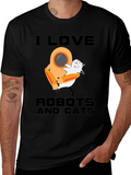I Love Robots and Cats Graphic T-Shirt product image 1