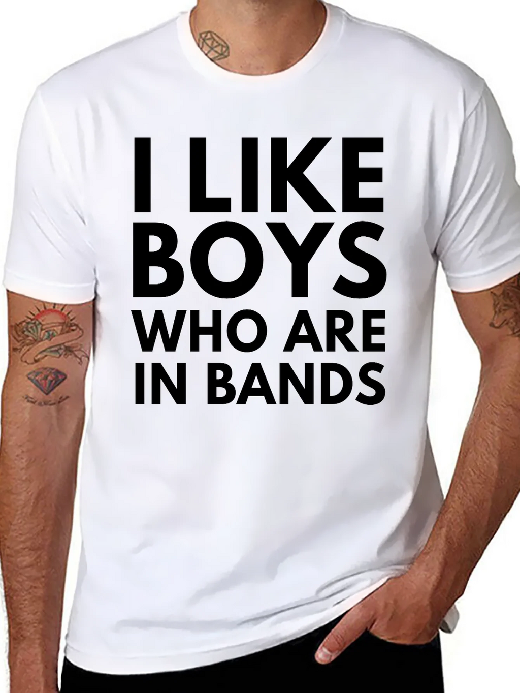 I Like Boys Who Are In Bands Black T-Shirt product image 7