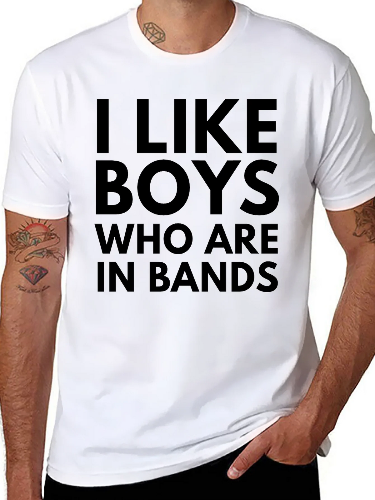 I Like Boys Who Are In Bands Black T-Shirt product image 7
