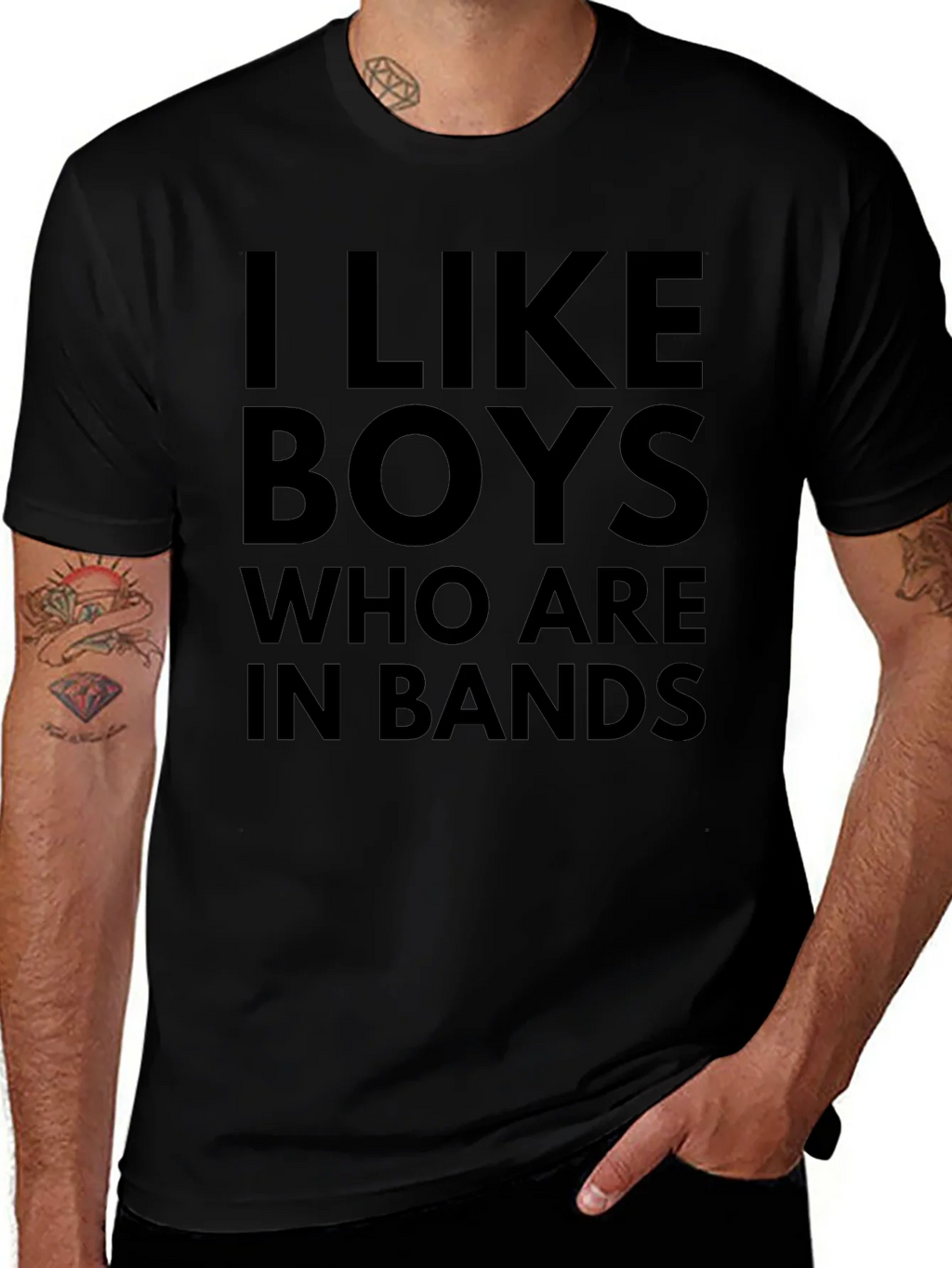 I Like Boys Who Are In Bands Black T-Shirt product image 1
