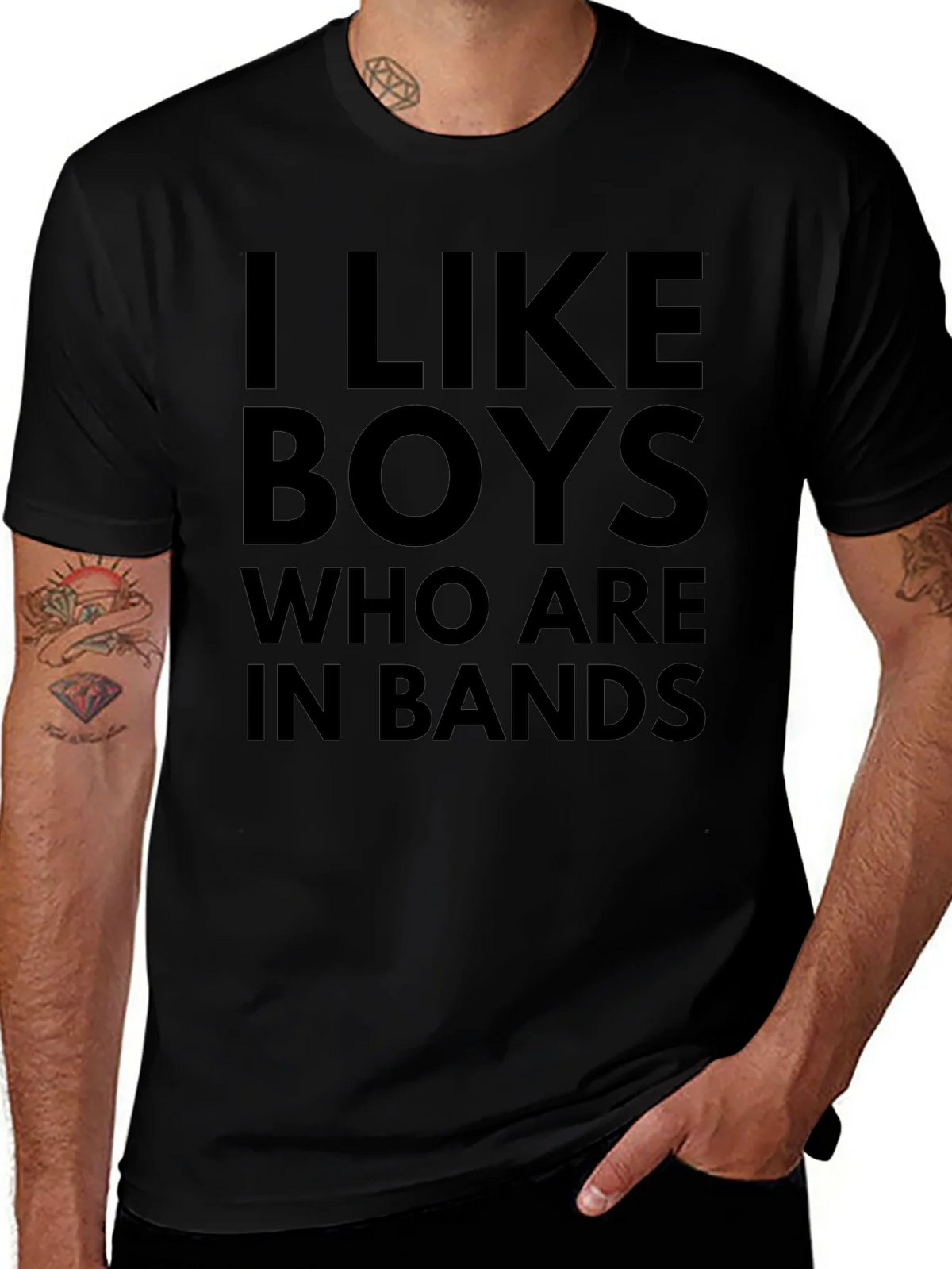 I Like Boys Who Are In Bands Black T-Shirt product image 1