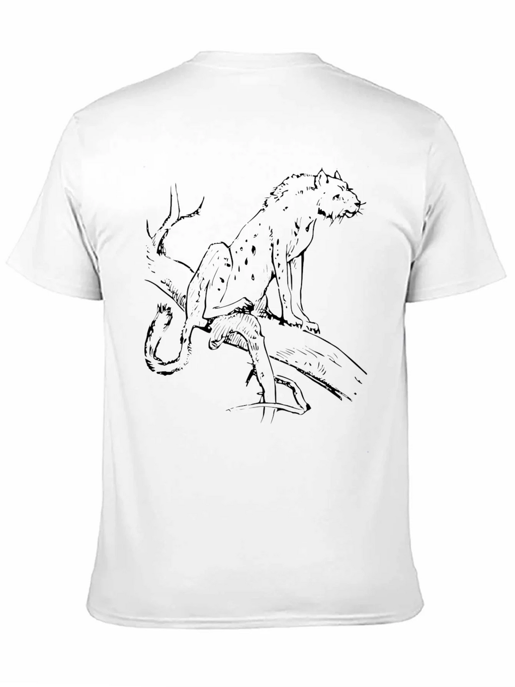 Mens Black T-Shirt with Leopard Sketch Graphic product image 10