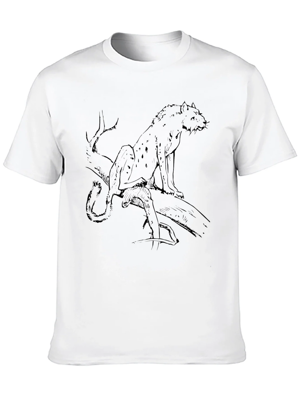 Mens Black T-Shirt with Leopard Sketch Graphic product image 9