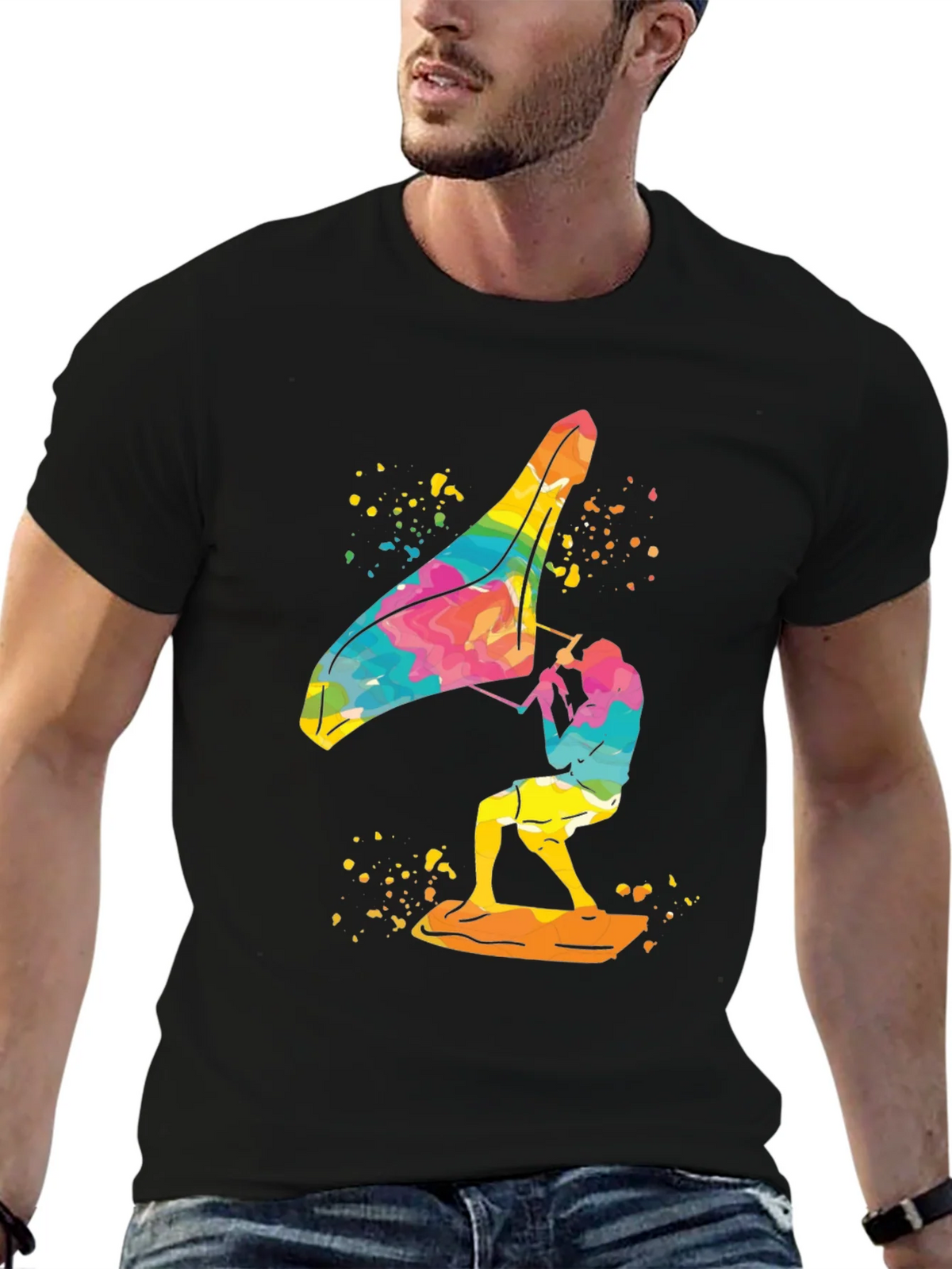 Colorful Windsurfer Graphic T-Shirt product image 5