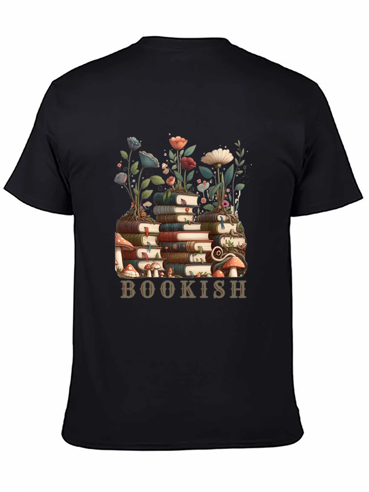 Bookish T-Shirt: Stack of Books and Flowers product image 1