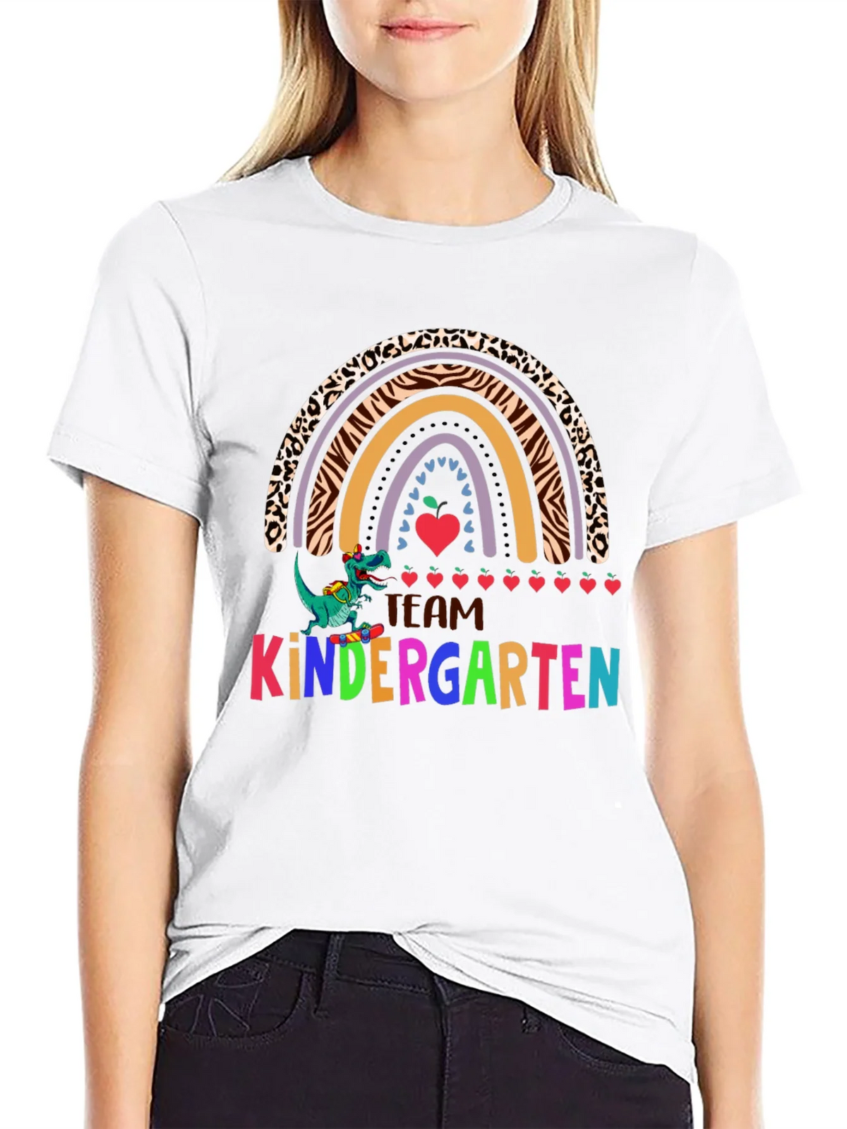 Team Kindergarten Dinosaur Rainbow Teacher T-Shirt product image 7