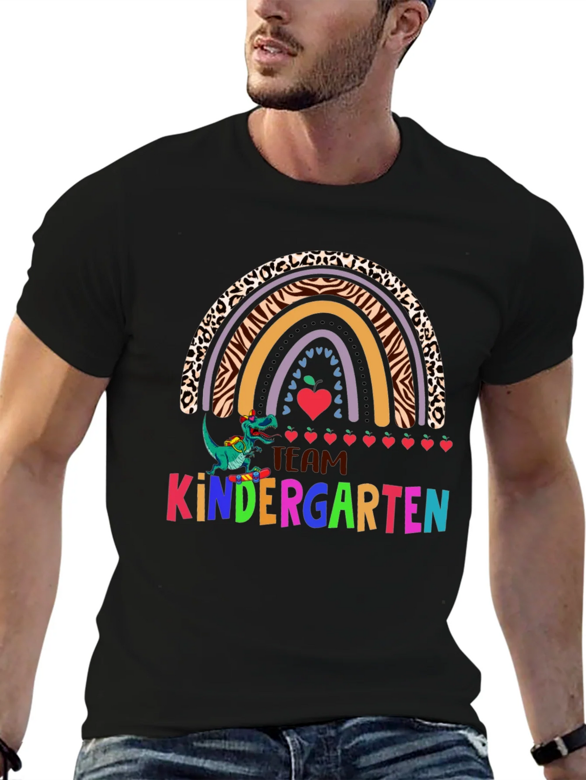 Team Kindergarten Dinosaur Rainbow Teacher T-Shirt product image 5