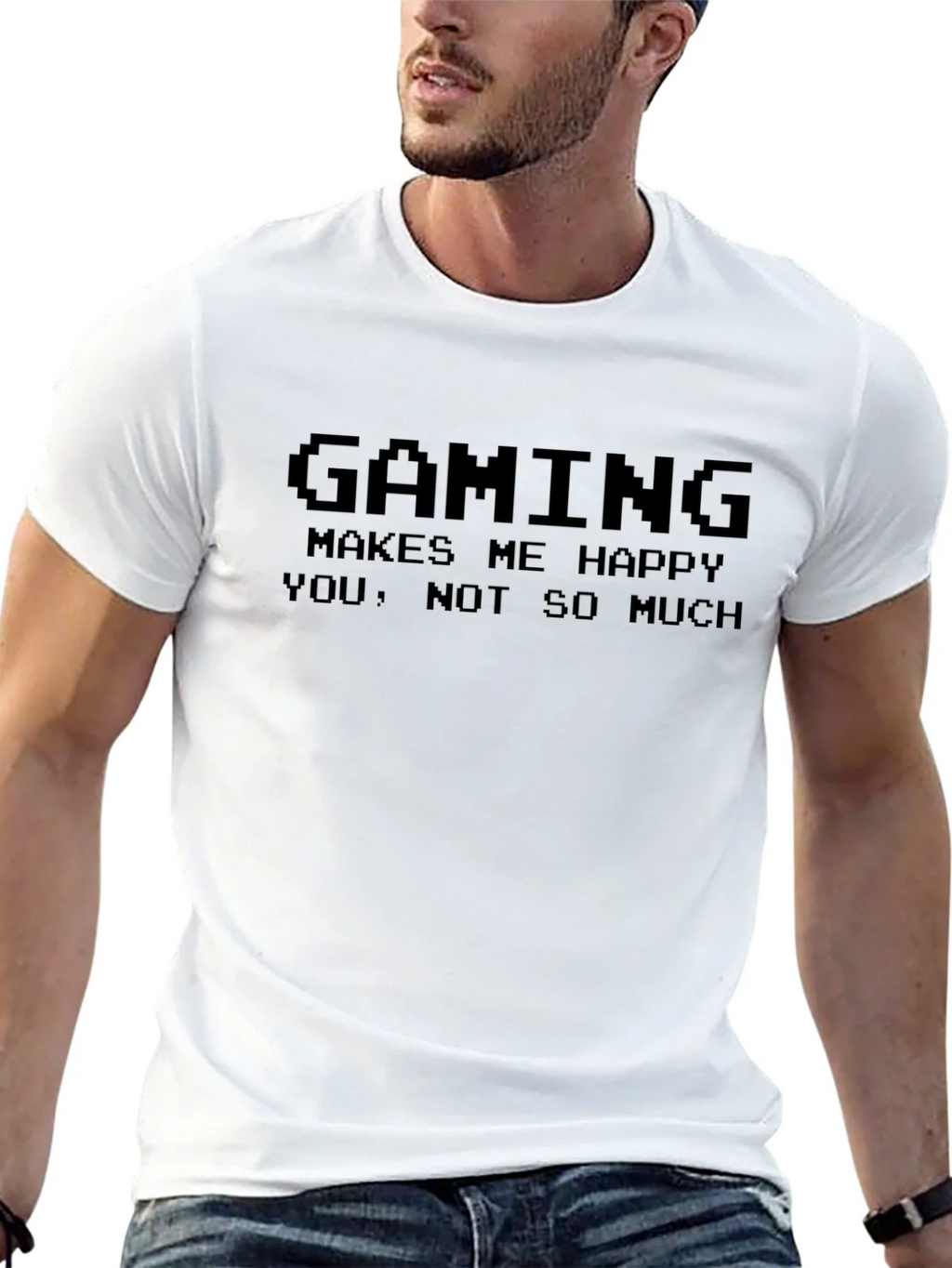 Gaming Makes Me Happy Mens Black T-Shirt product image 12