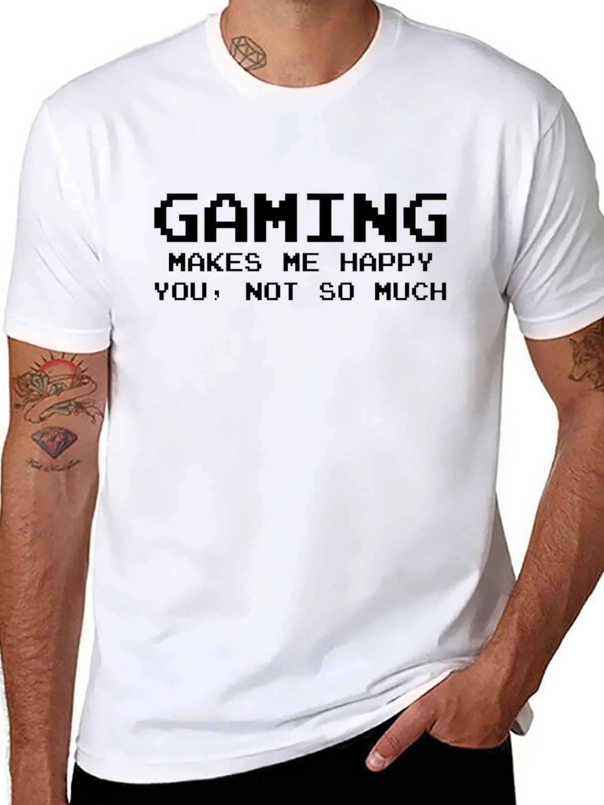 Gaming Makes Me Happy Mens Black T-Shirt product image 7