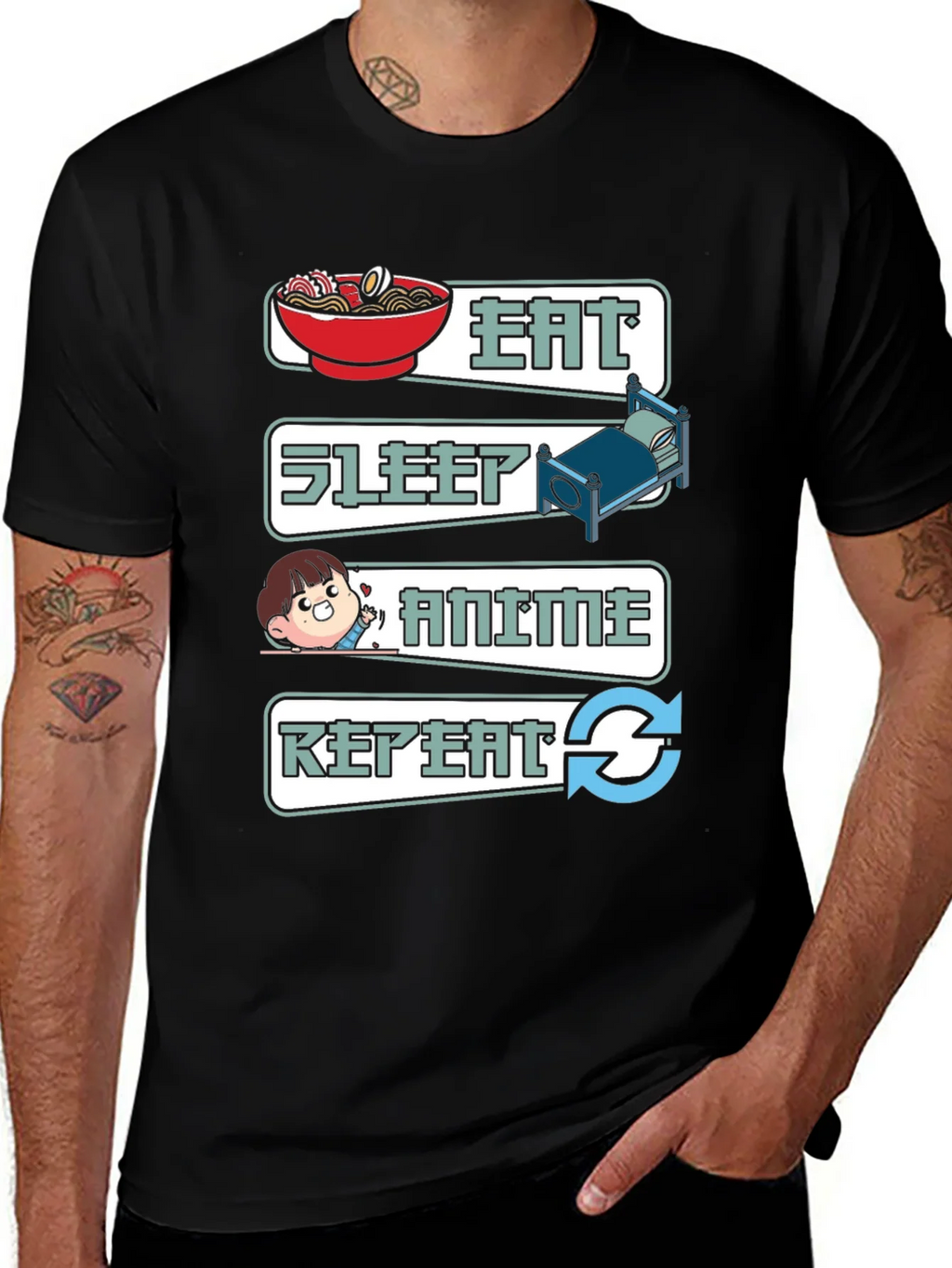 Eat Sleep Anime Repeat Graphic T-Shirt product image 1