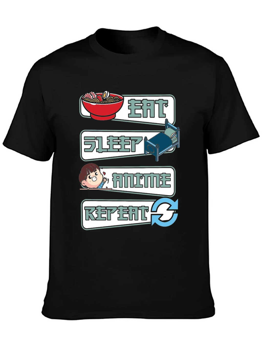 Eat Sleep Anime Repeat Graphic T-Shirt product image 3