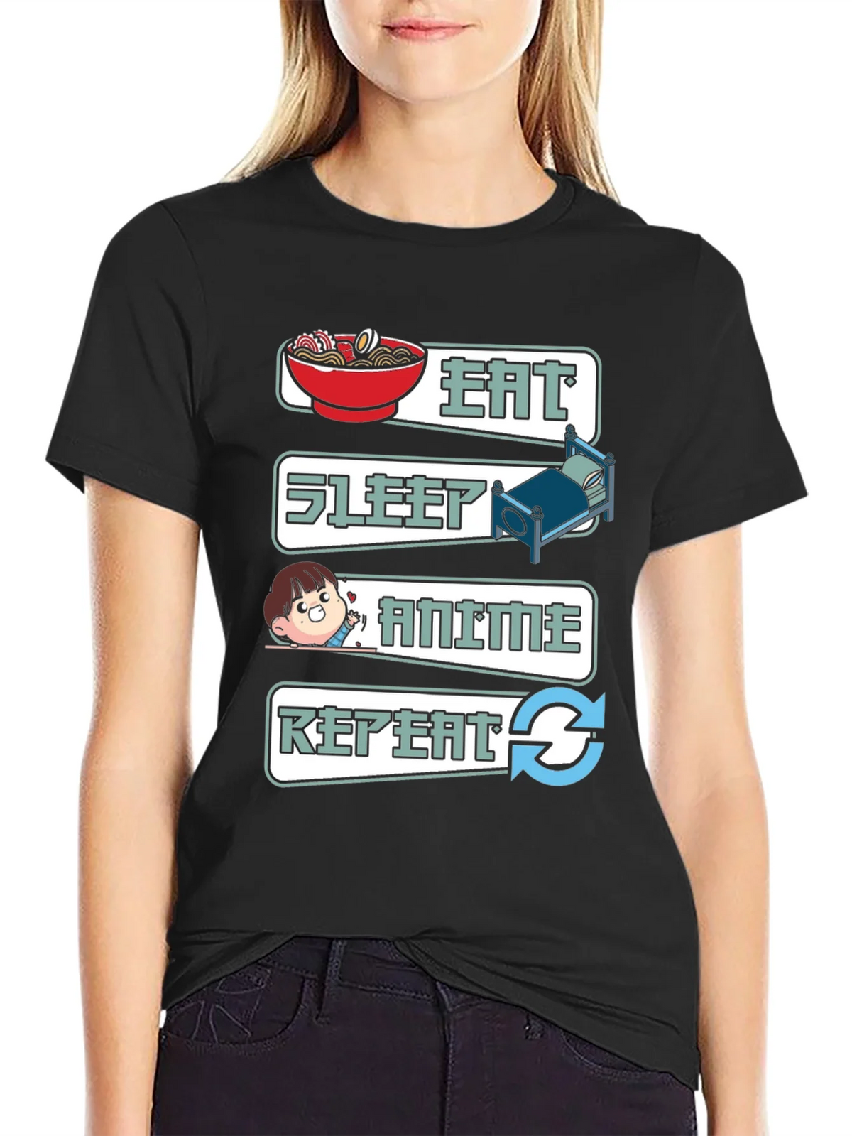 Eat Sleep Anime Repeat Graphic T-Shirt product image 2