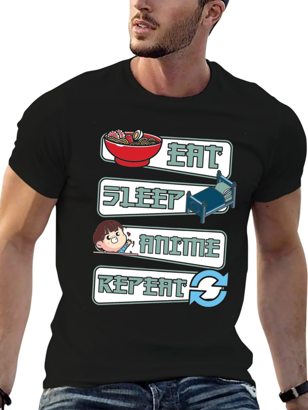 Eat Sleep Anime Repeat Graphic T-Shirt product image 6