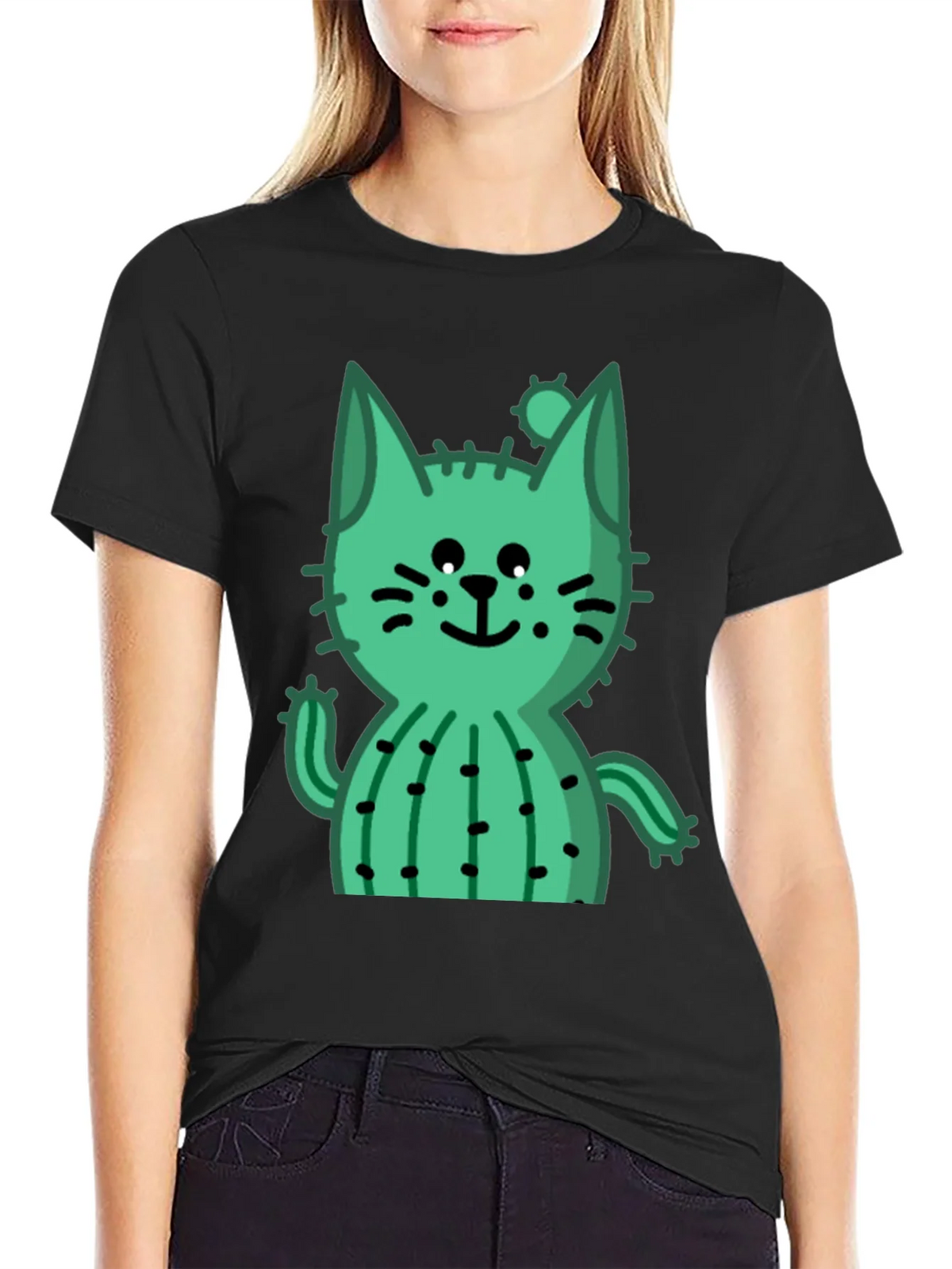 Cactus Cat Black T-Shirt - Trendy and Unique product image 2