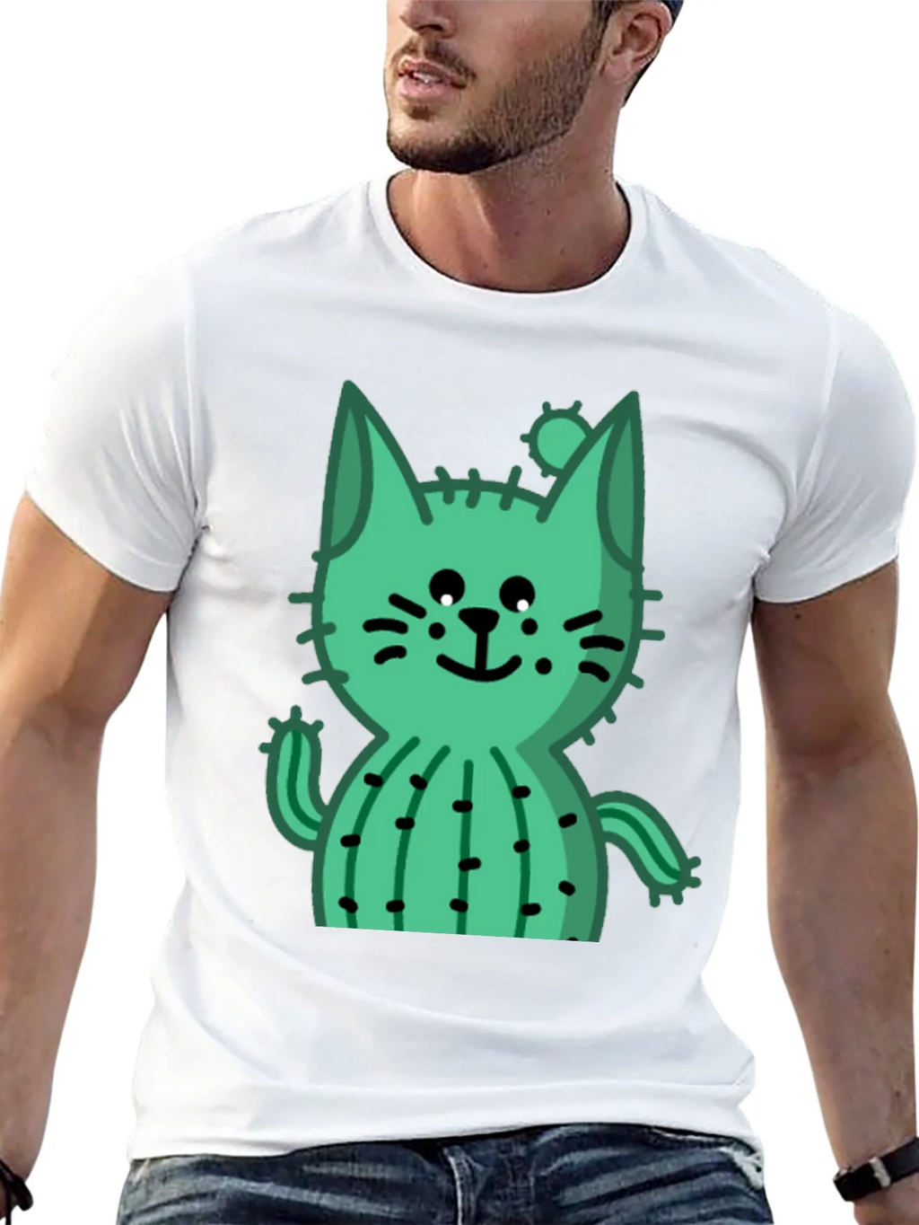 Cactus Cat Black T-Shirt - Trendy and Unique product image 12