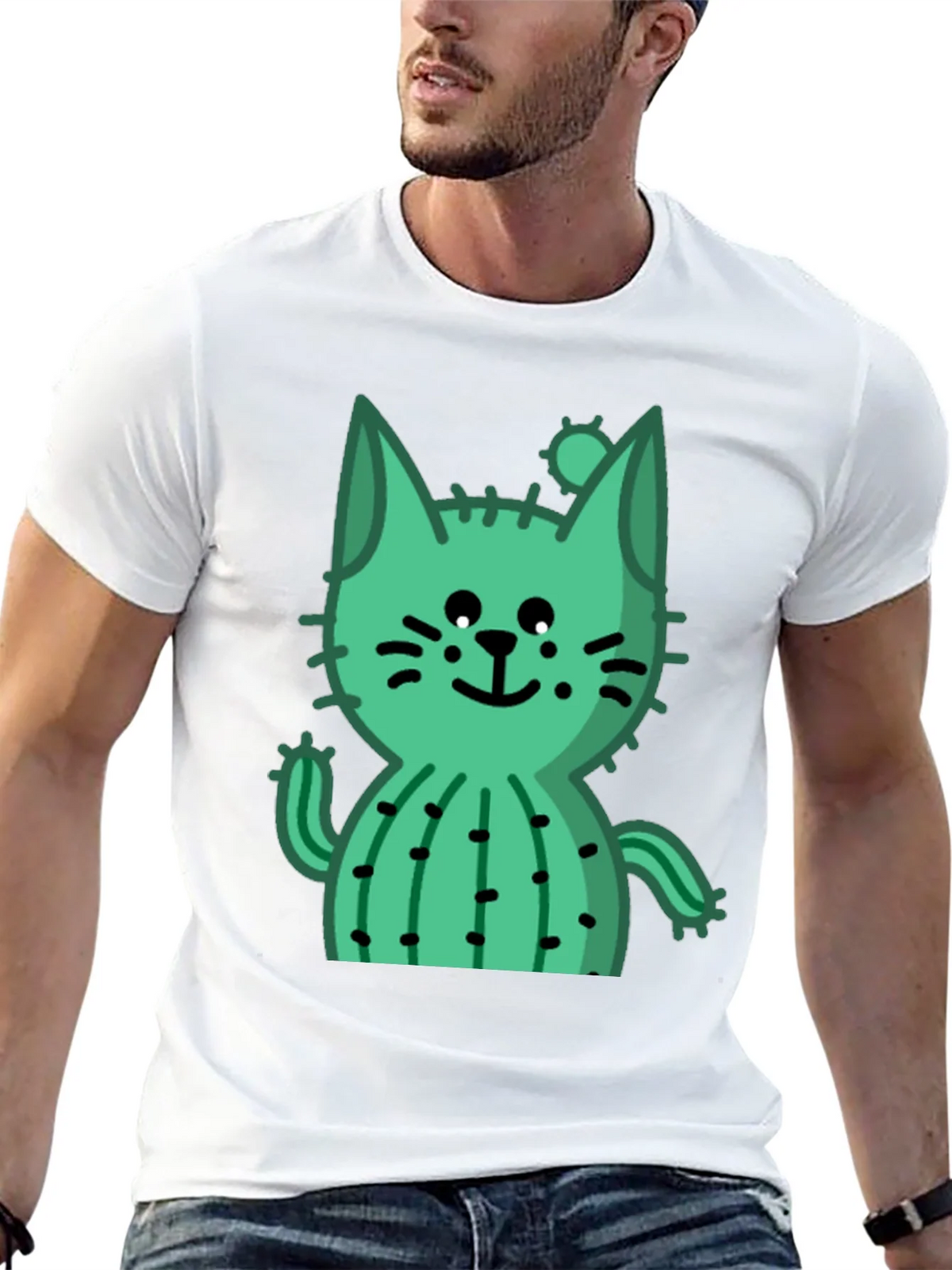 Cactus Cat Black T-Shirt - Trendy and Unique product image 12