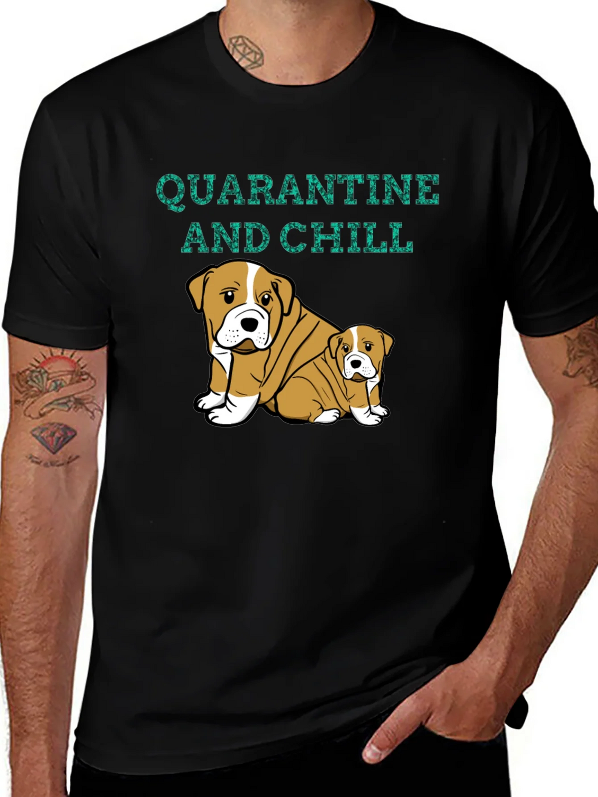 Quarantine and Chill Bulldog Graphic Tee product image 1