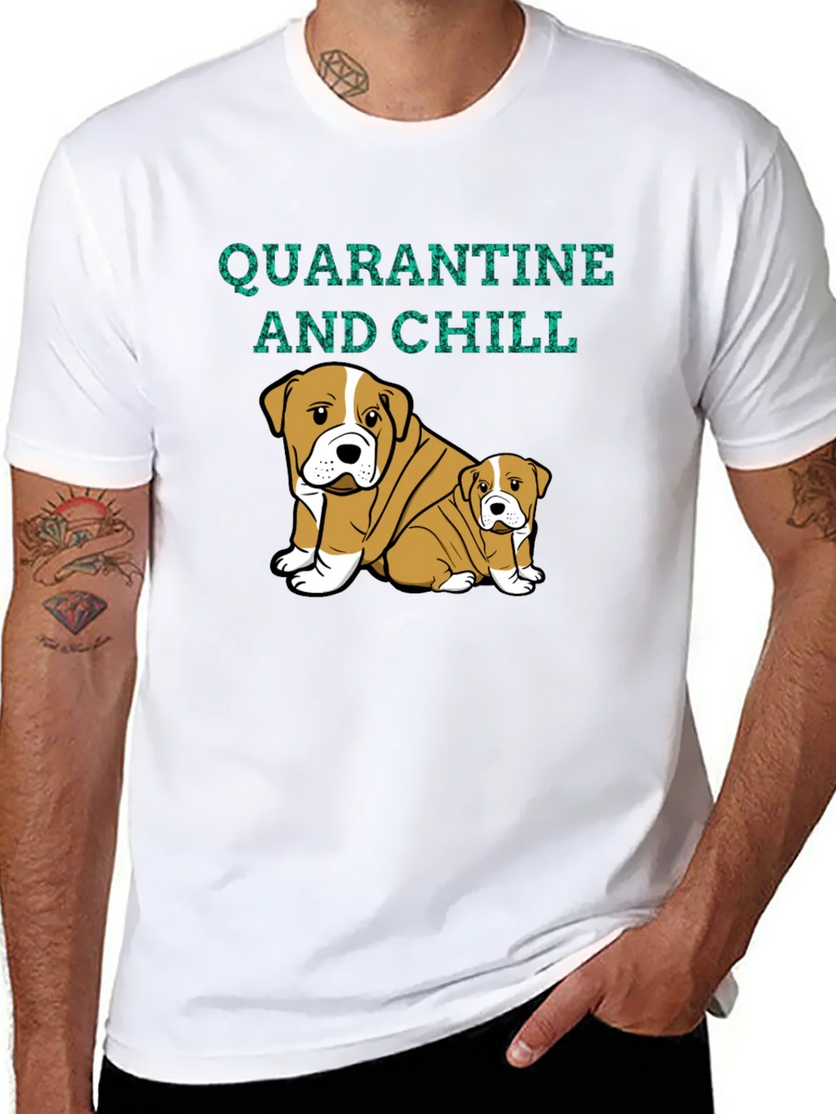 Quarantine and Chill Bulldog Graphic Tee product image 7