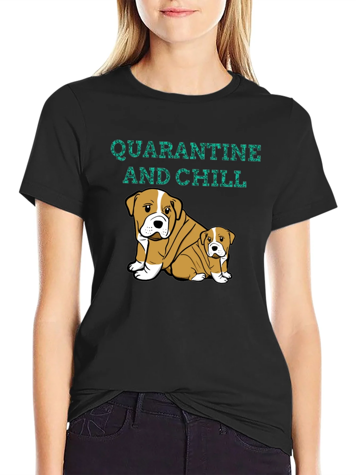 Quarantine and Chill Bulldog Graphic Tee product image 2