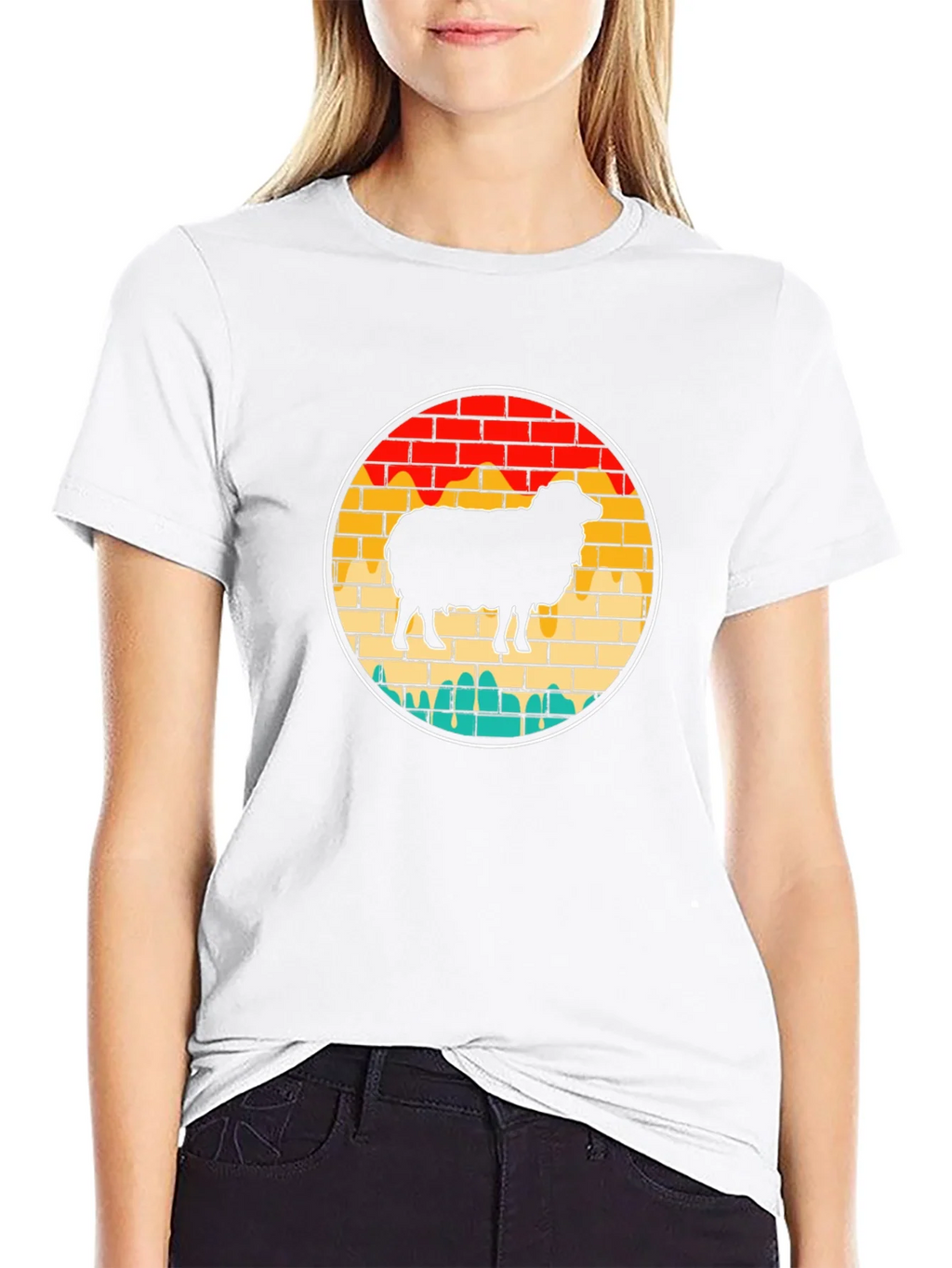 Retro Sheep Graphic Tee - Brick Wall Design product image 7