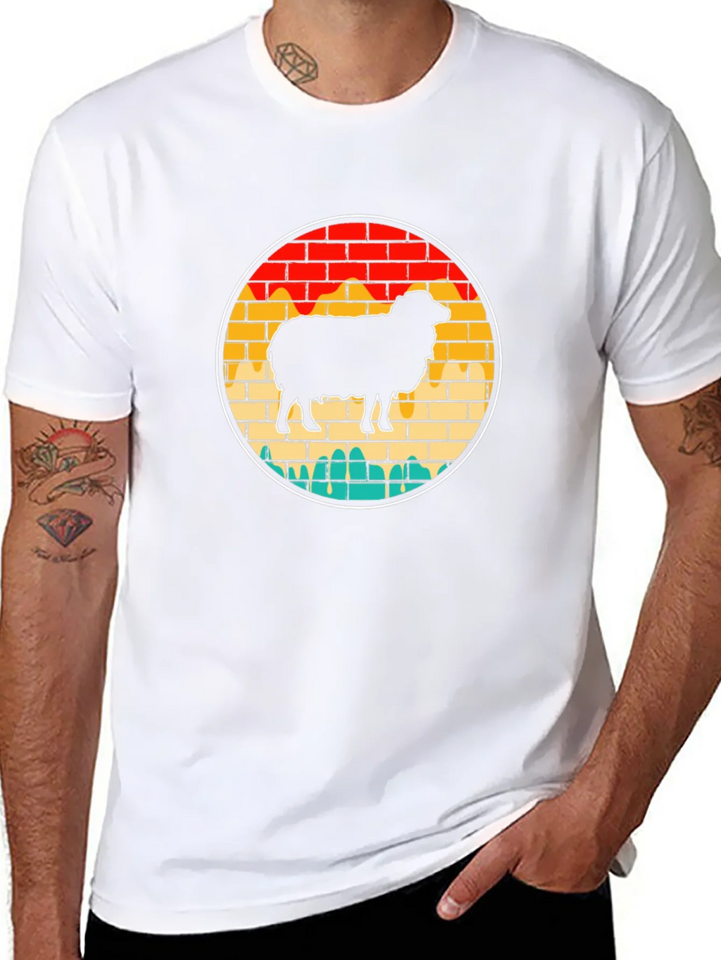 Retro Sheep Graphic Tee - Brick Wall Design product image 6