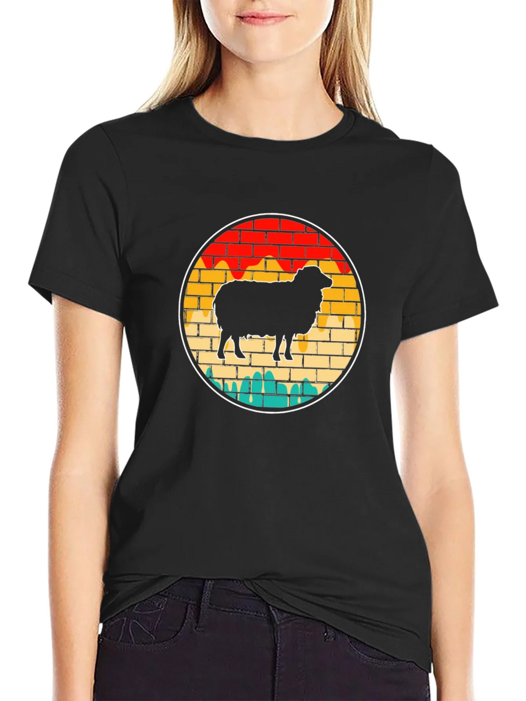 Retro Sheep Graphic Tee - Brick Wall Design product image 2