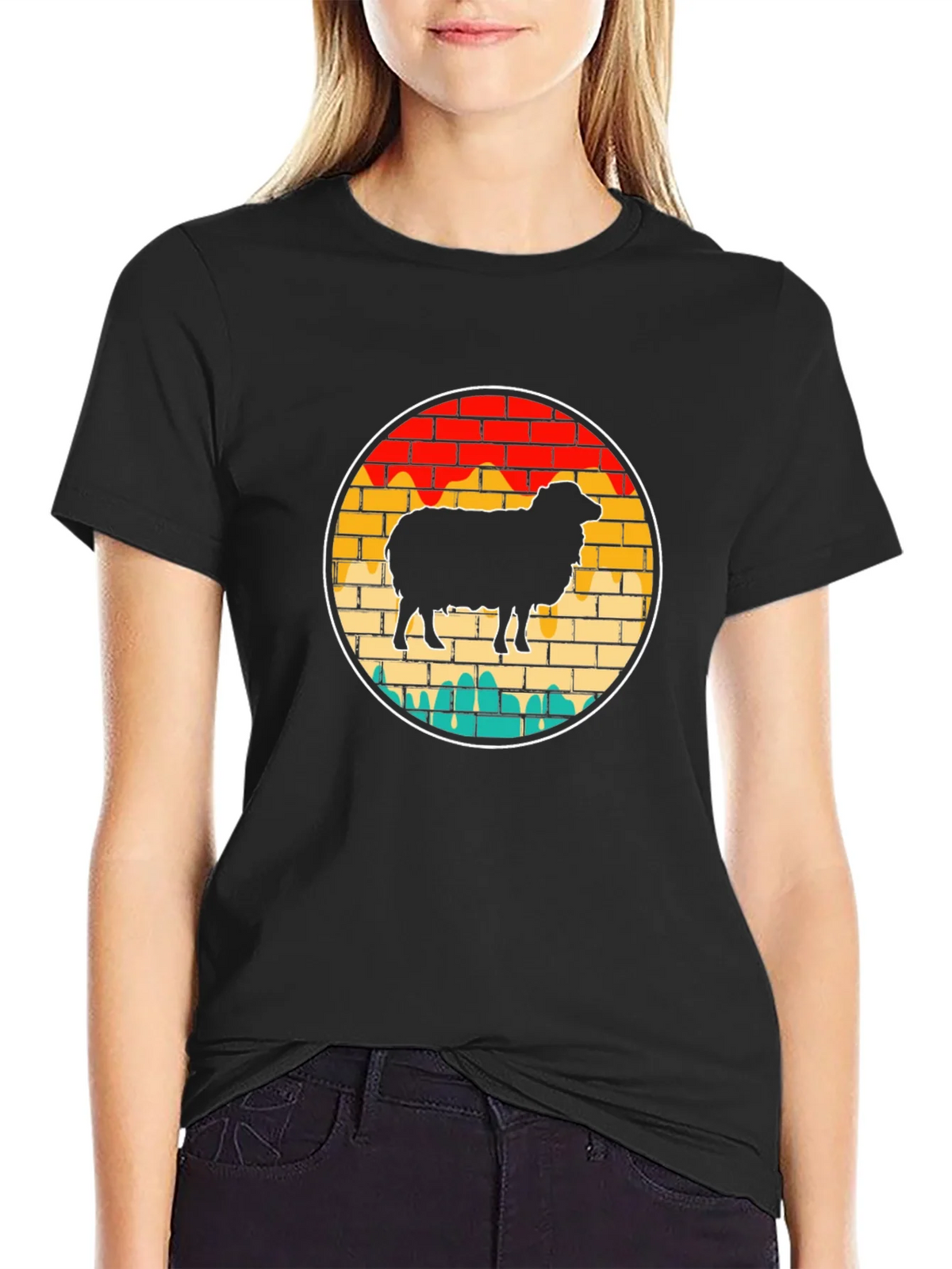 Retro Sheep Graphic Tee - Brick Wall Design product image 2