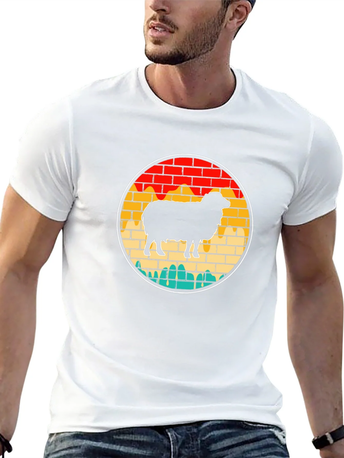 Retro Sheep Graphic Tee - Brick Wall Design product image 11
