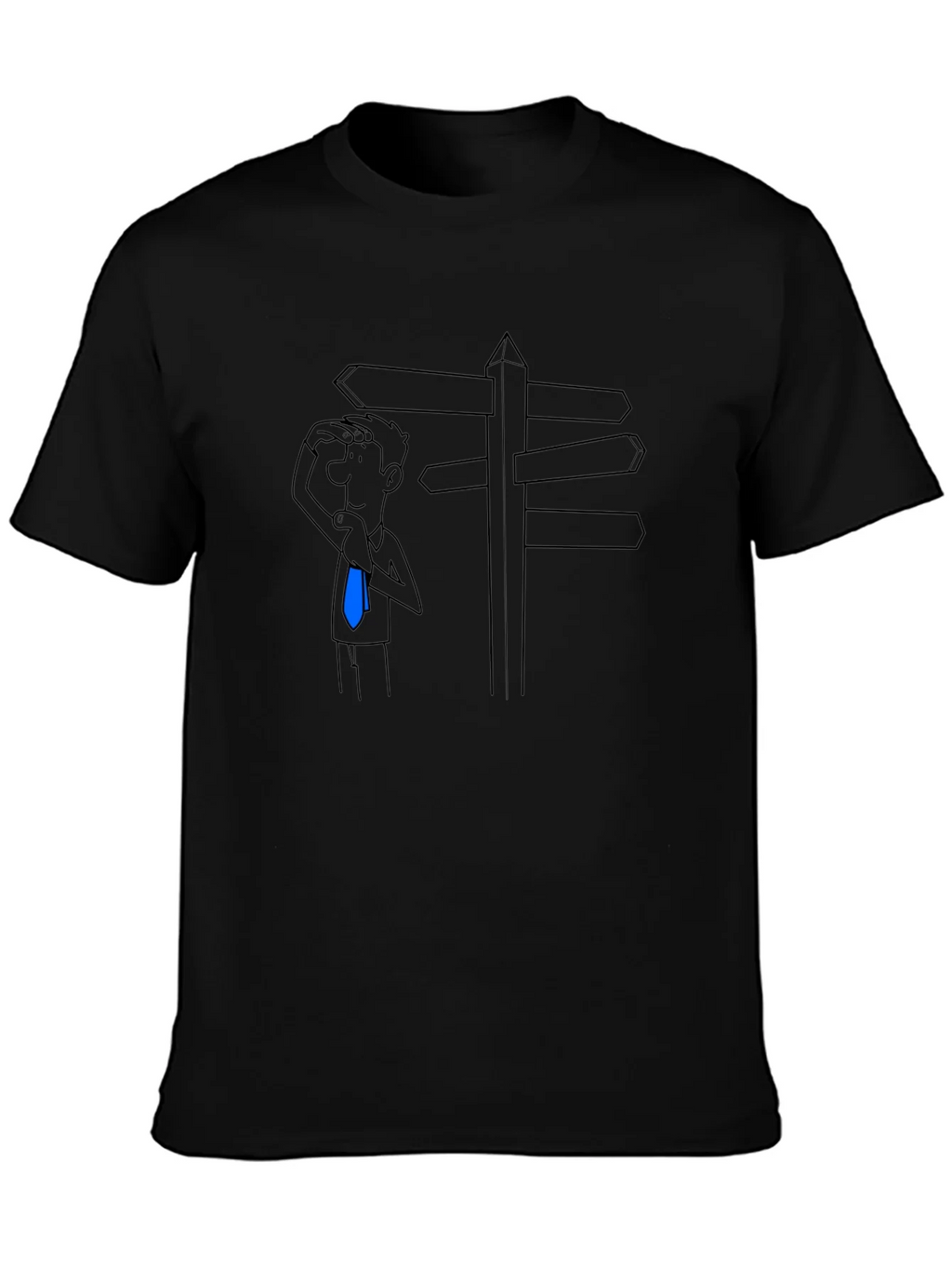 Directionless Cartoon Man Black T-Shirt product image 3