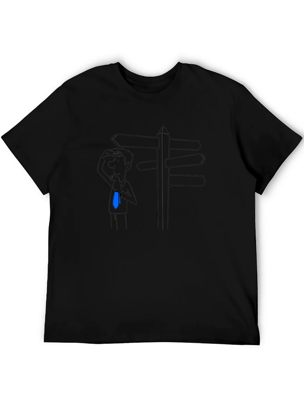 Directionless Cartoon Man Black T-Shirt product image 5