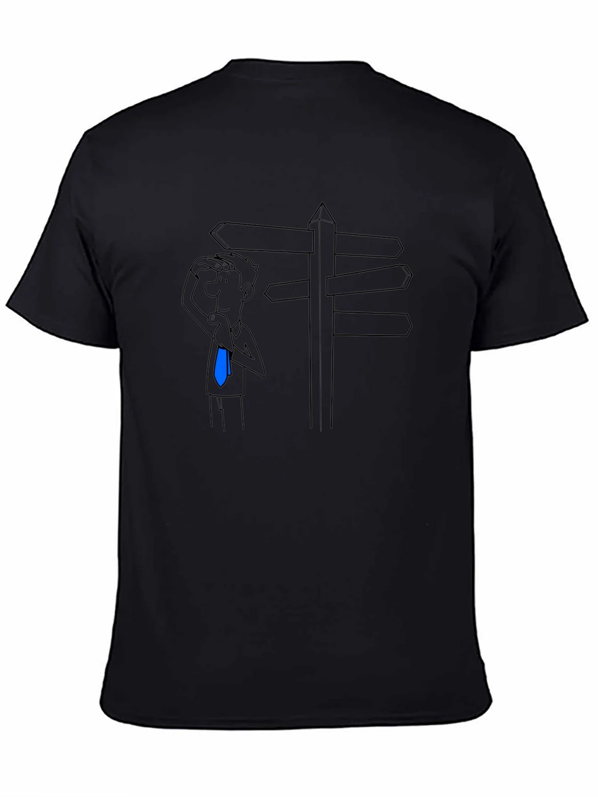 Directionless Cartoon Man Black T-Shirt product image 4