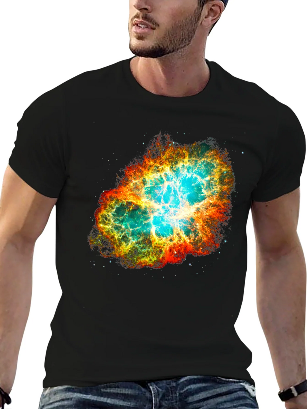 Nebula Galaxy Print Black T-Shirt product image 6