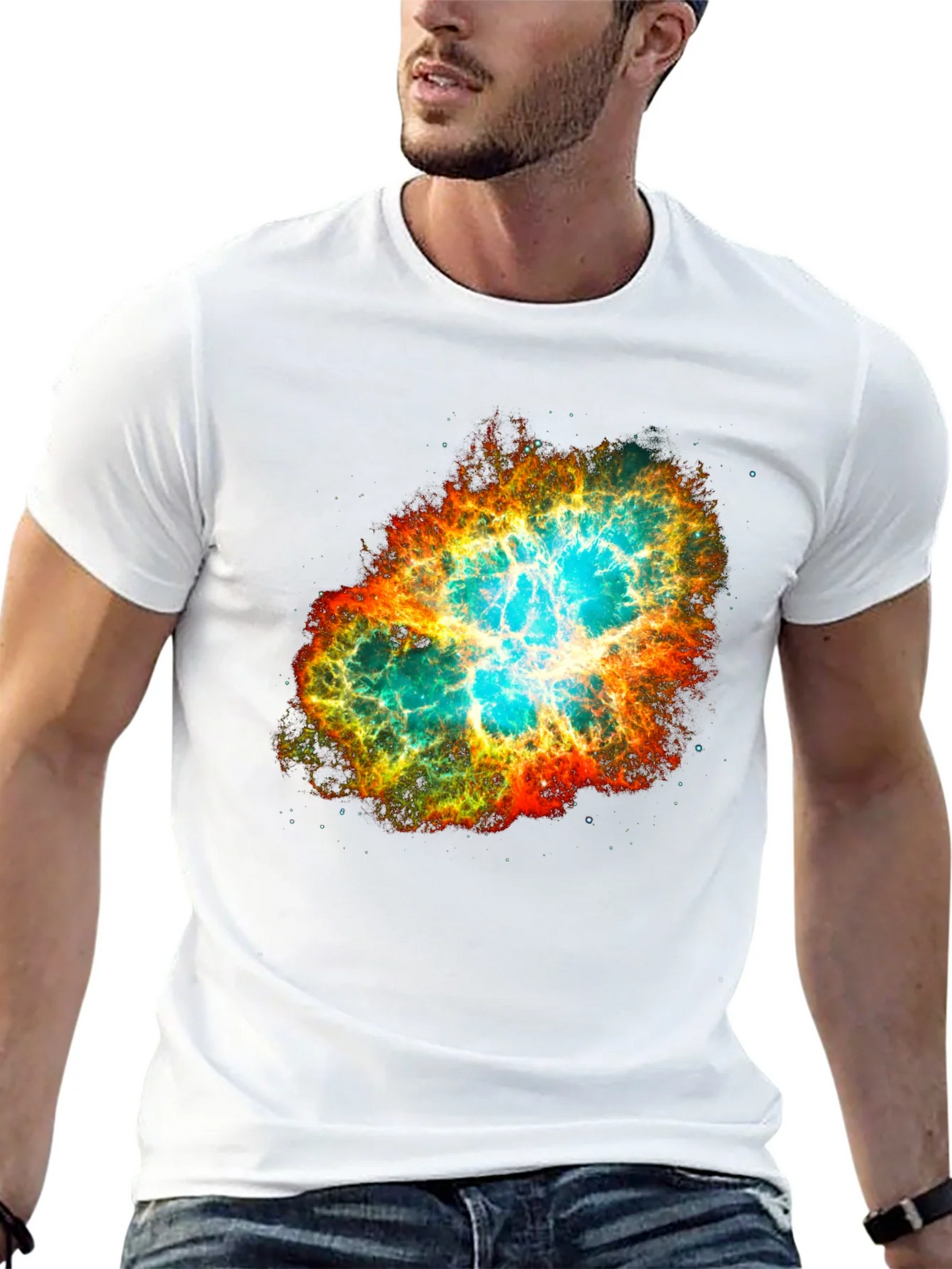 Nebula Galaxy Print Black T-Shirt product image 12