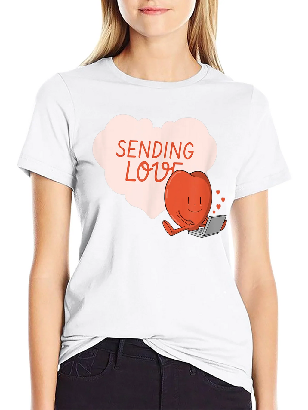 Sending Love T-Shirt - Heart with Laptop Valentines Day Tee product image 6