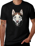 Geometric Husky Graphic Tee - Stylish Mens Black T-Shirt product image 1