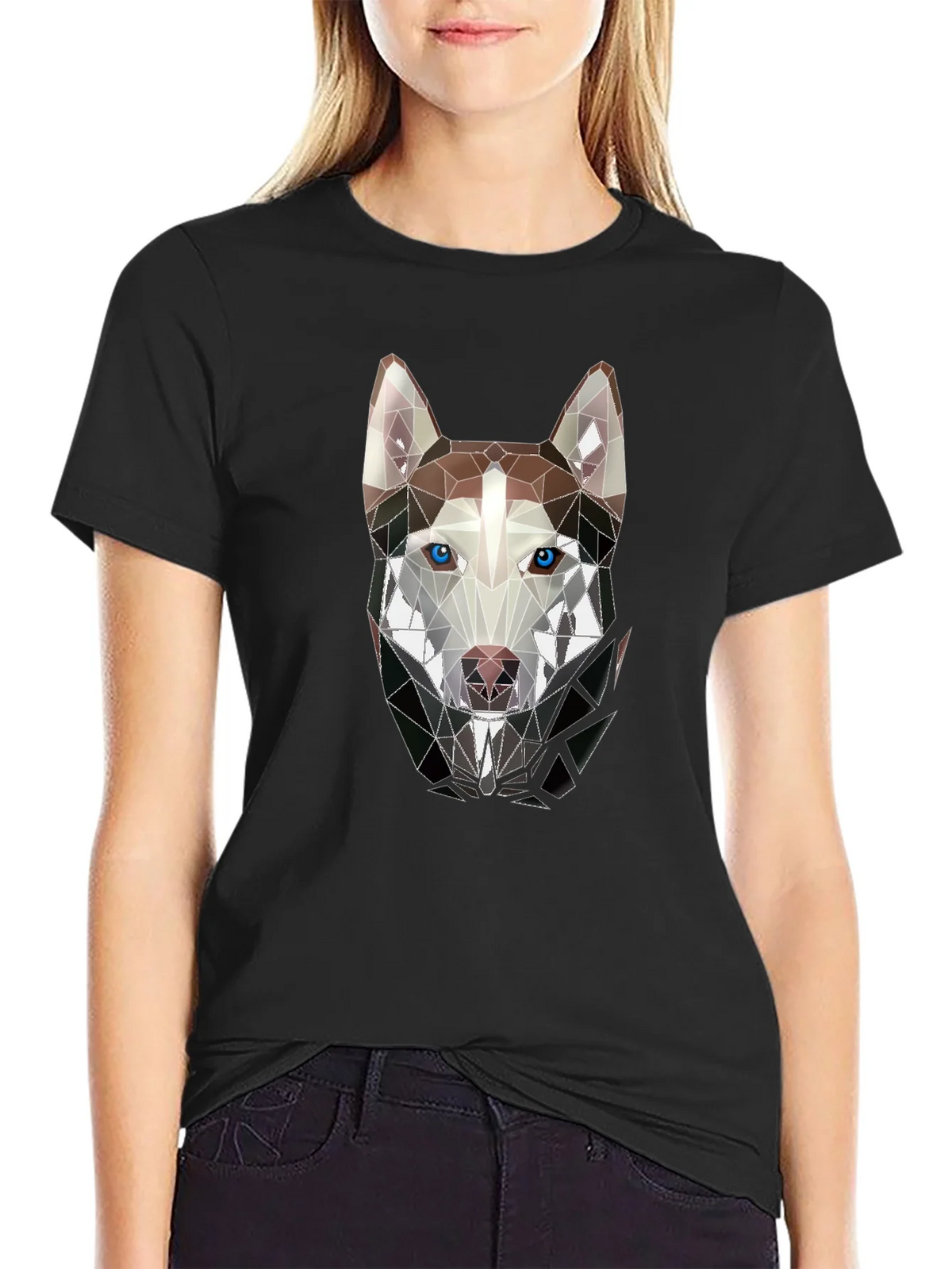 Geometric Husky Graphic Tee - Stylish Mens Black T-Shirt product image 2
