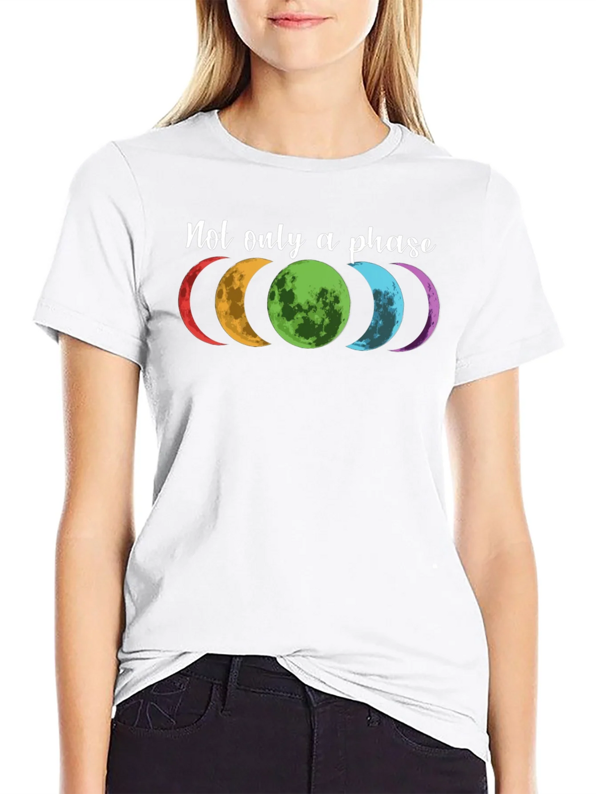 Colorful Moon Phases Graphic T-Shirt - Not Just a Phase product image 8