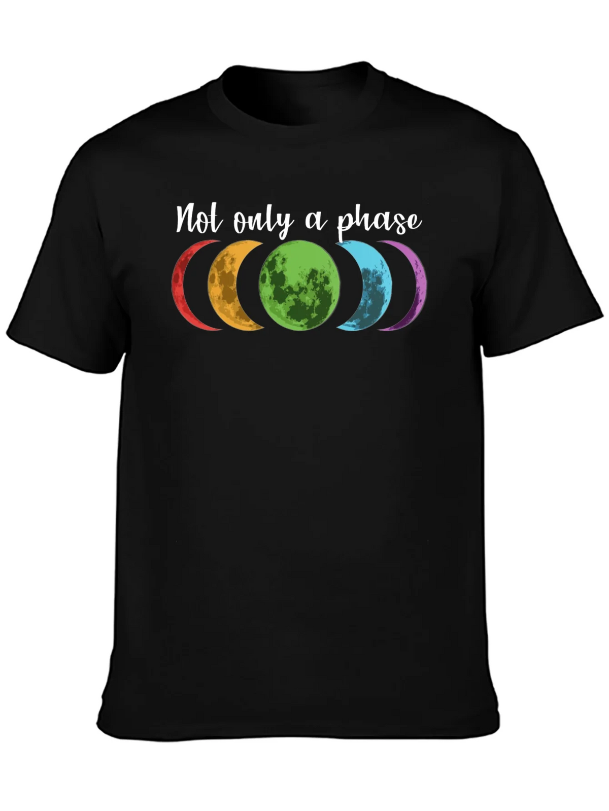 Colorful Moon Phases Graphic T-Shirt - Not Just a Phase product image 3
