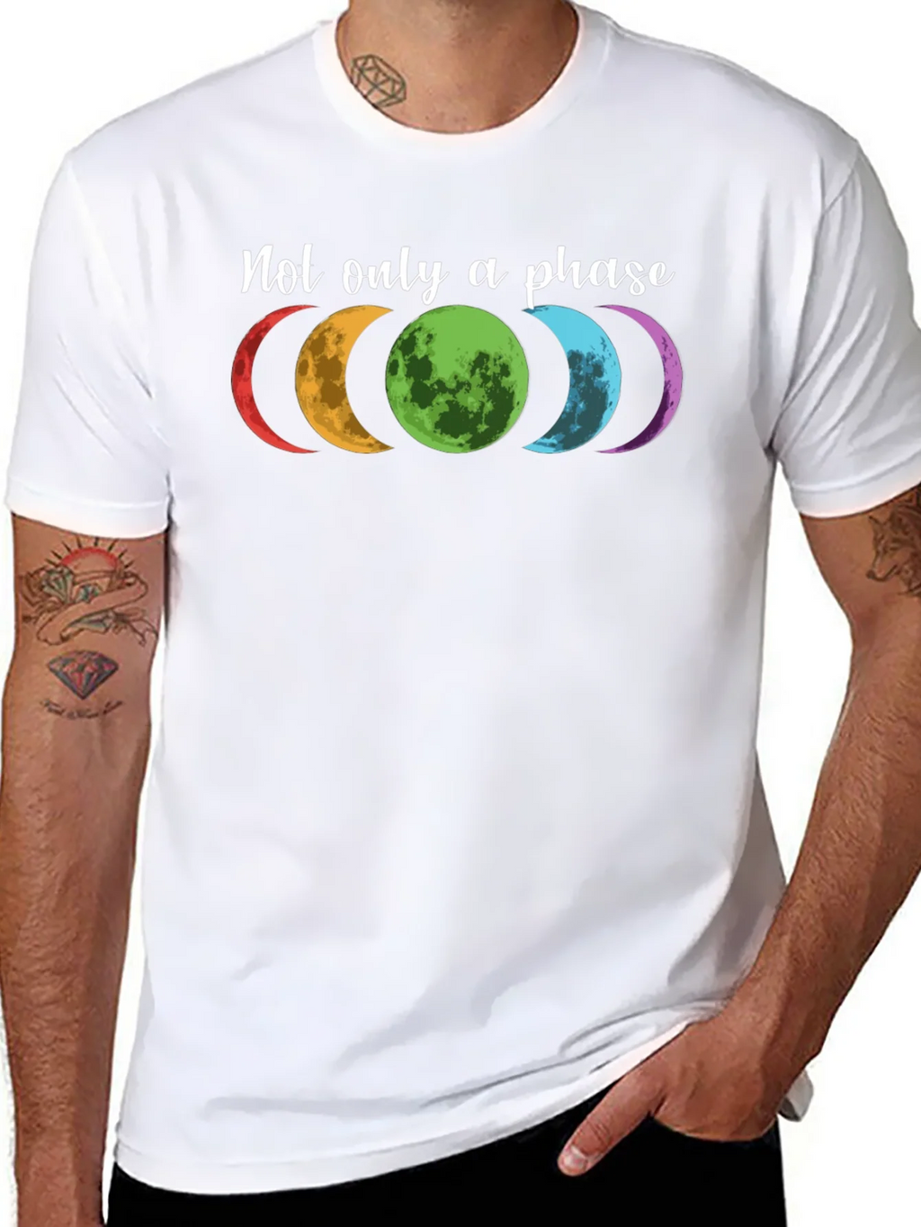 Colorful Moon Phases Graphic T-Shirt - Not Just a Phase product image 7