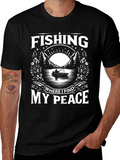 Fishing Where I Find My Peace Black Graphic Tee product image 1