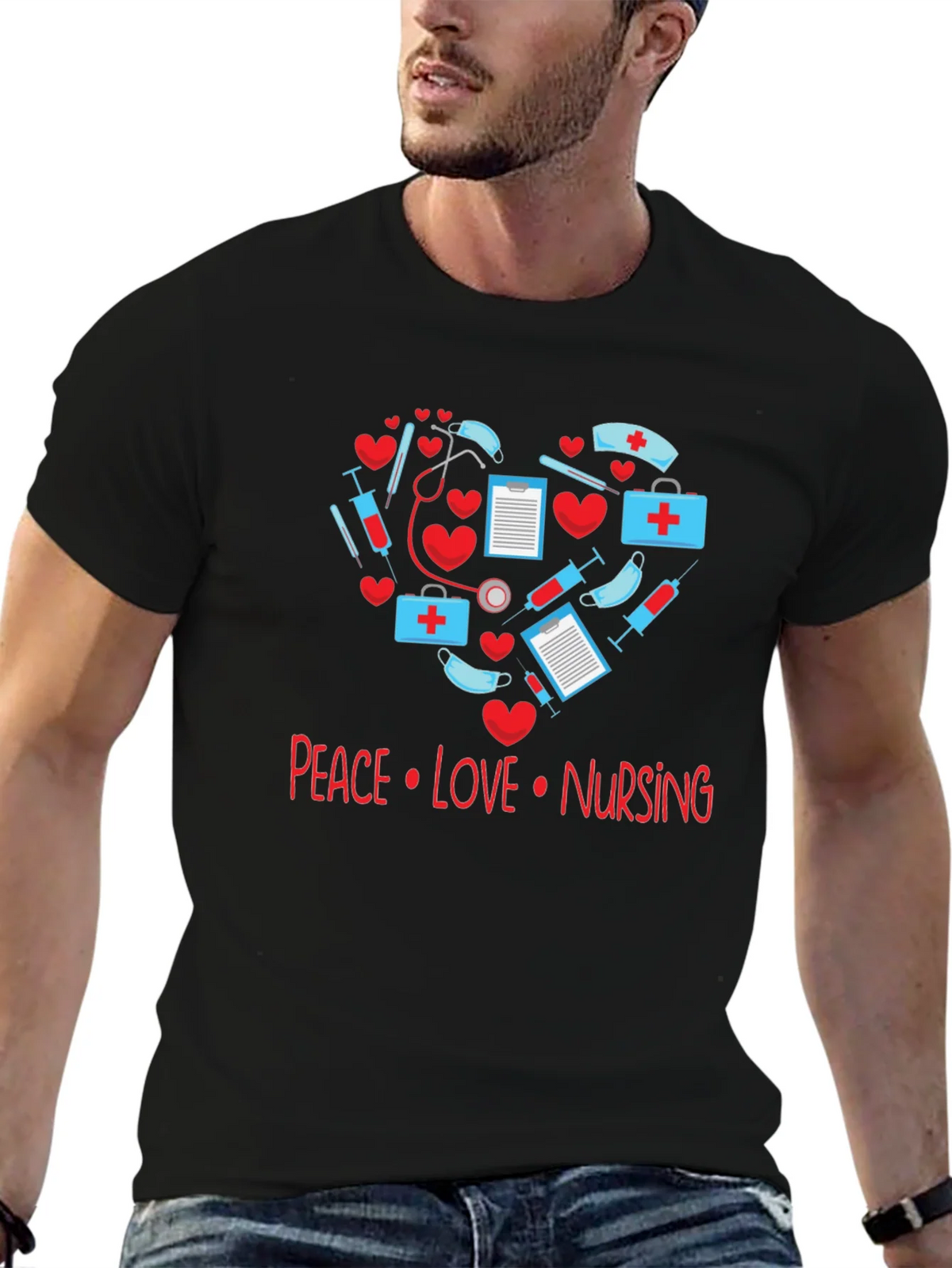 Peace Love Nursing T-Shirt - Medical Heart Design product image 6