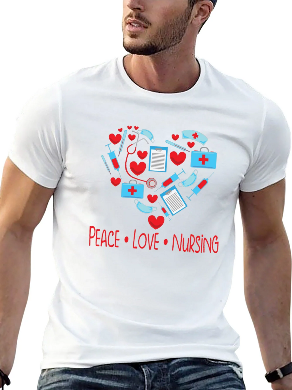 Peace Love Nursing T-Shirt - Medical Heart Design product image 12