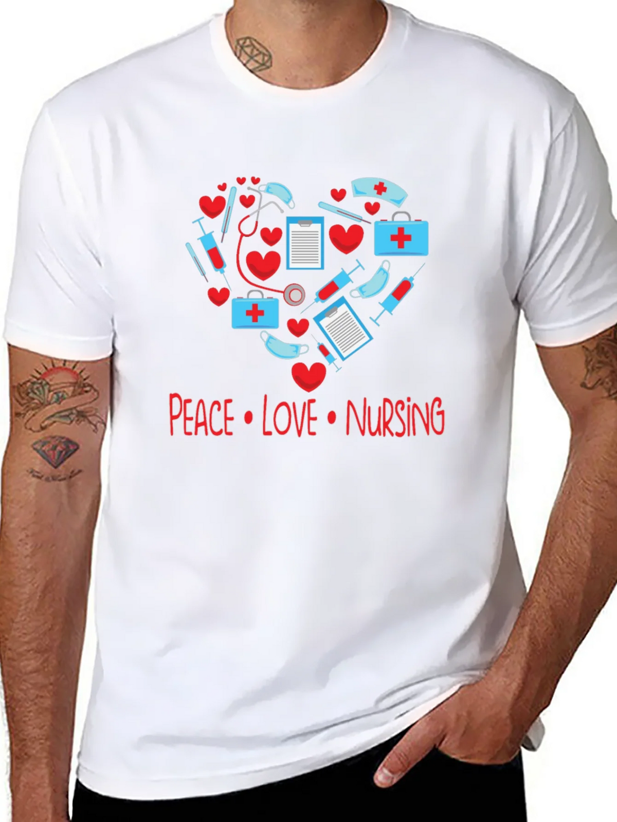 Peace Love Nursing T-Shirt - Medical Heart Design product image 7