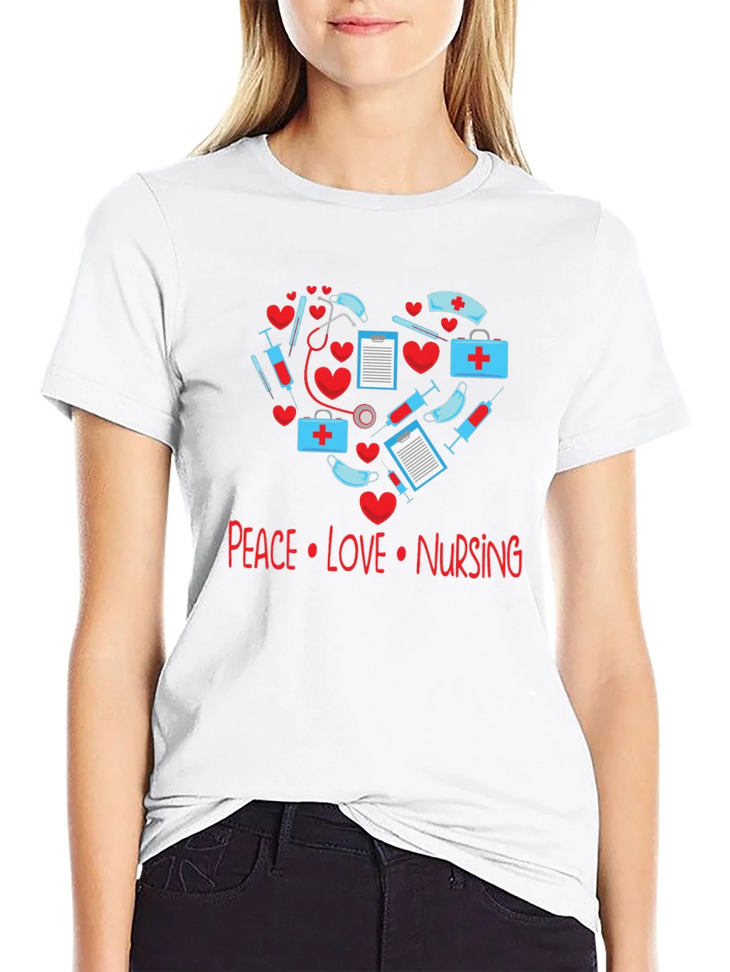 Peace Love Nursing T-Shirt - Medical Heart Design product image 8