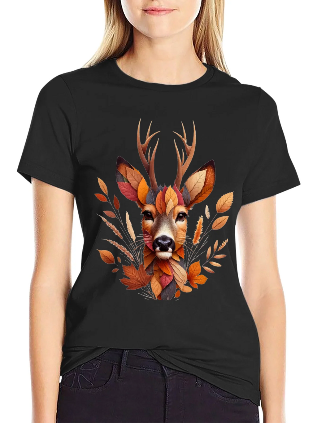 Autumn Deer Graphic T-Shirt - Nature Inspired Art product image 1