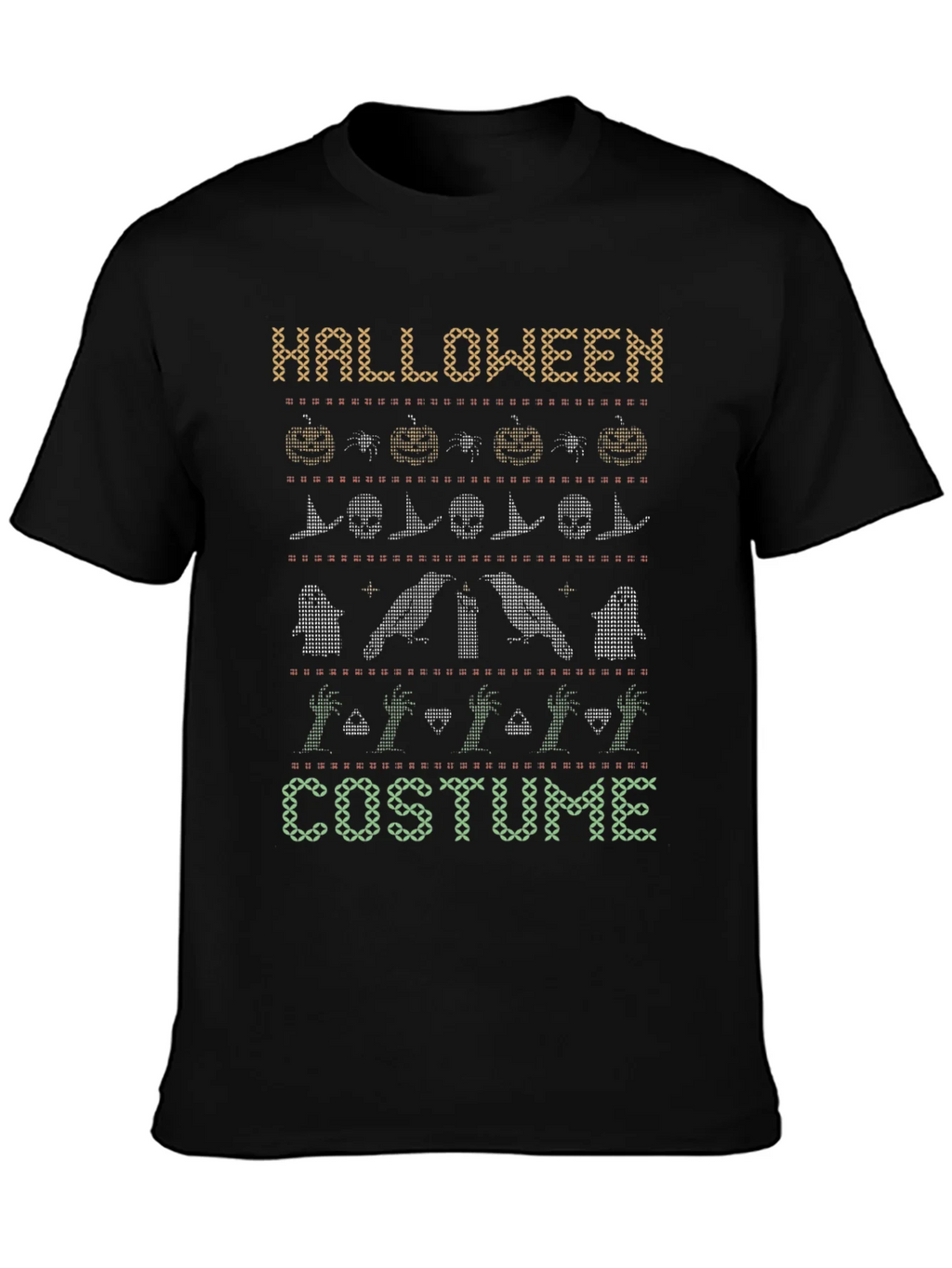 Halloween Costume Sweater Pattern Black T-Shirt product image 3