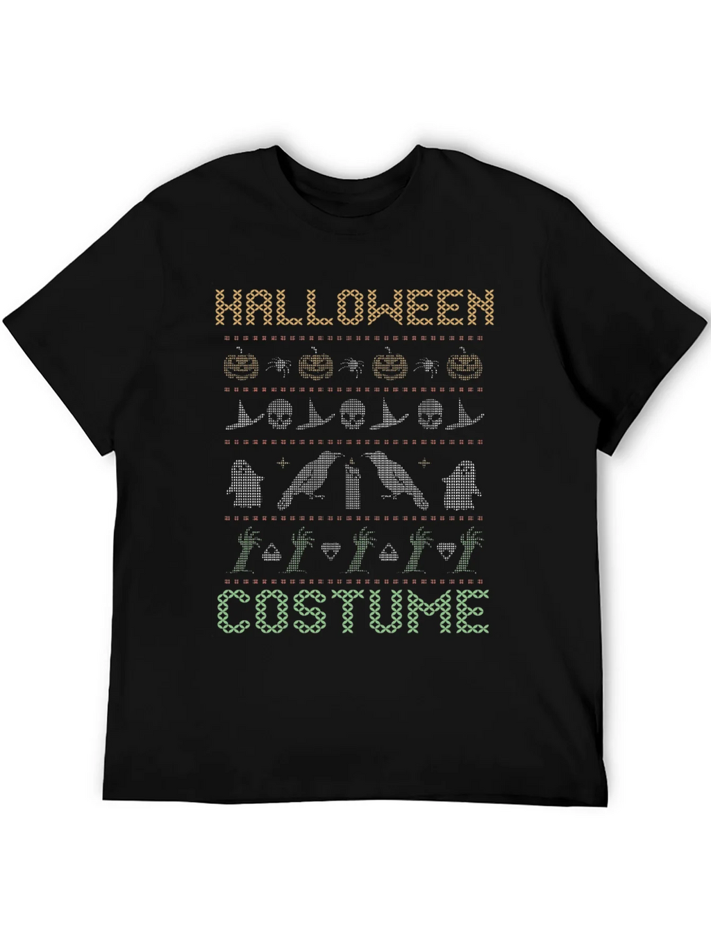 Halloween Costume Sweater Pattern Black T-Shirt product image 5