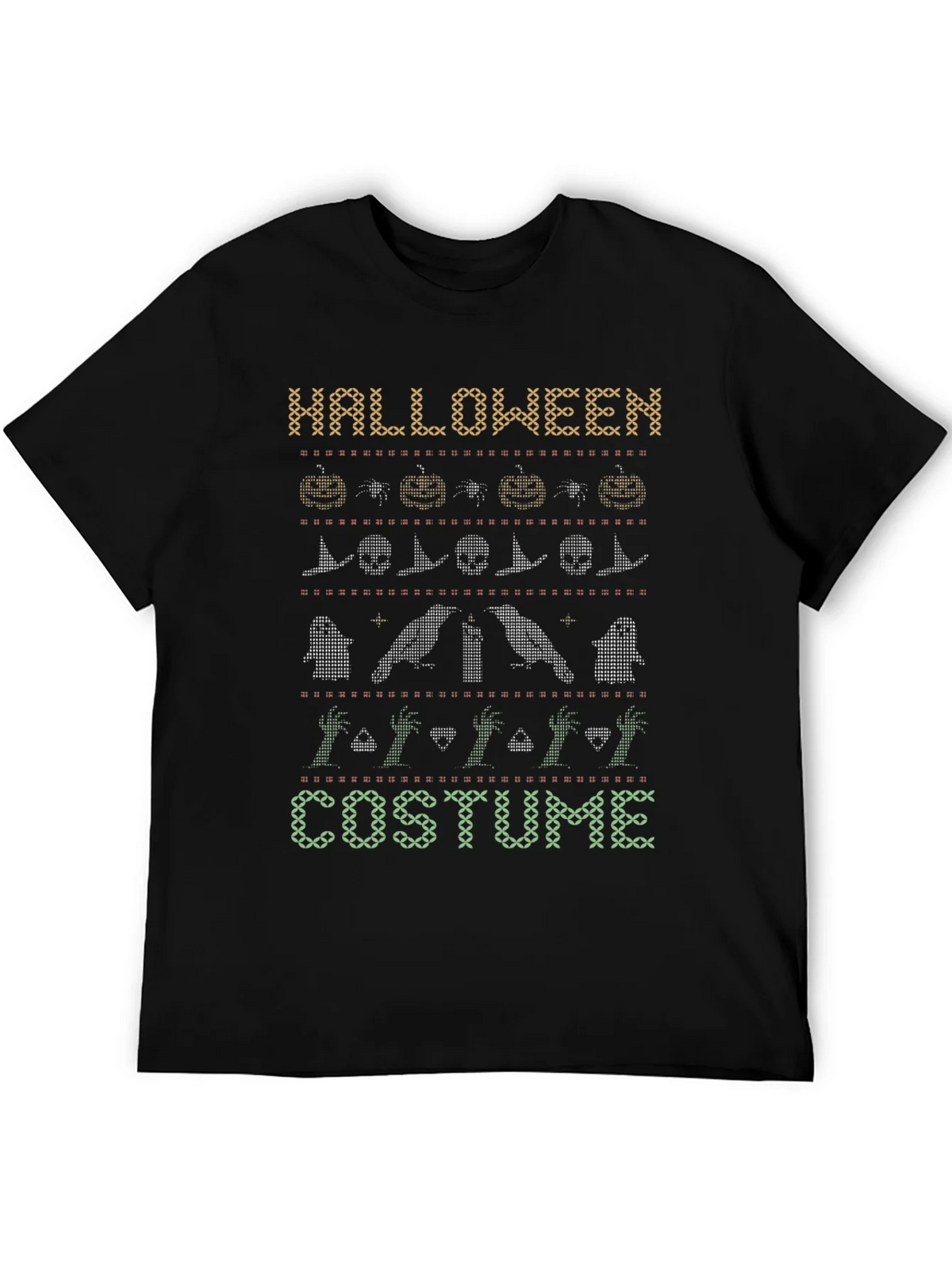 Halloween Costume Sweater Pattern Black T-Shirt product image 5